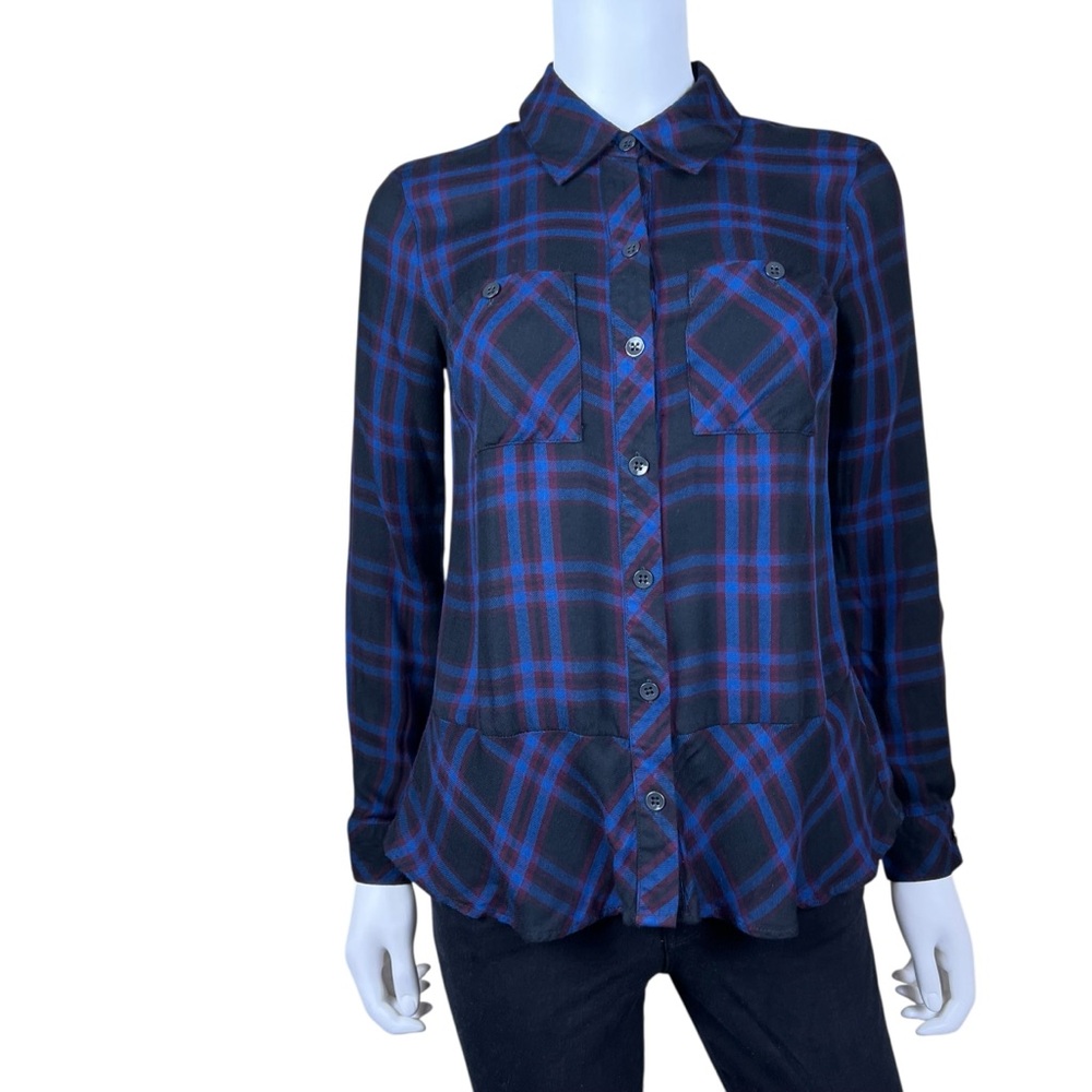CAbi Check Print Button Up Blouse Top Style# 3431